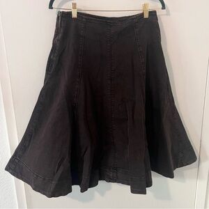 Gap Dark Brown Denim Tulip Midi Jean Skirt Size 28 6P Petite Side Zip